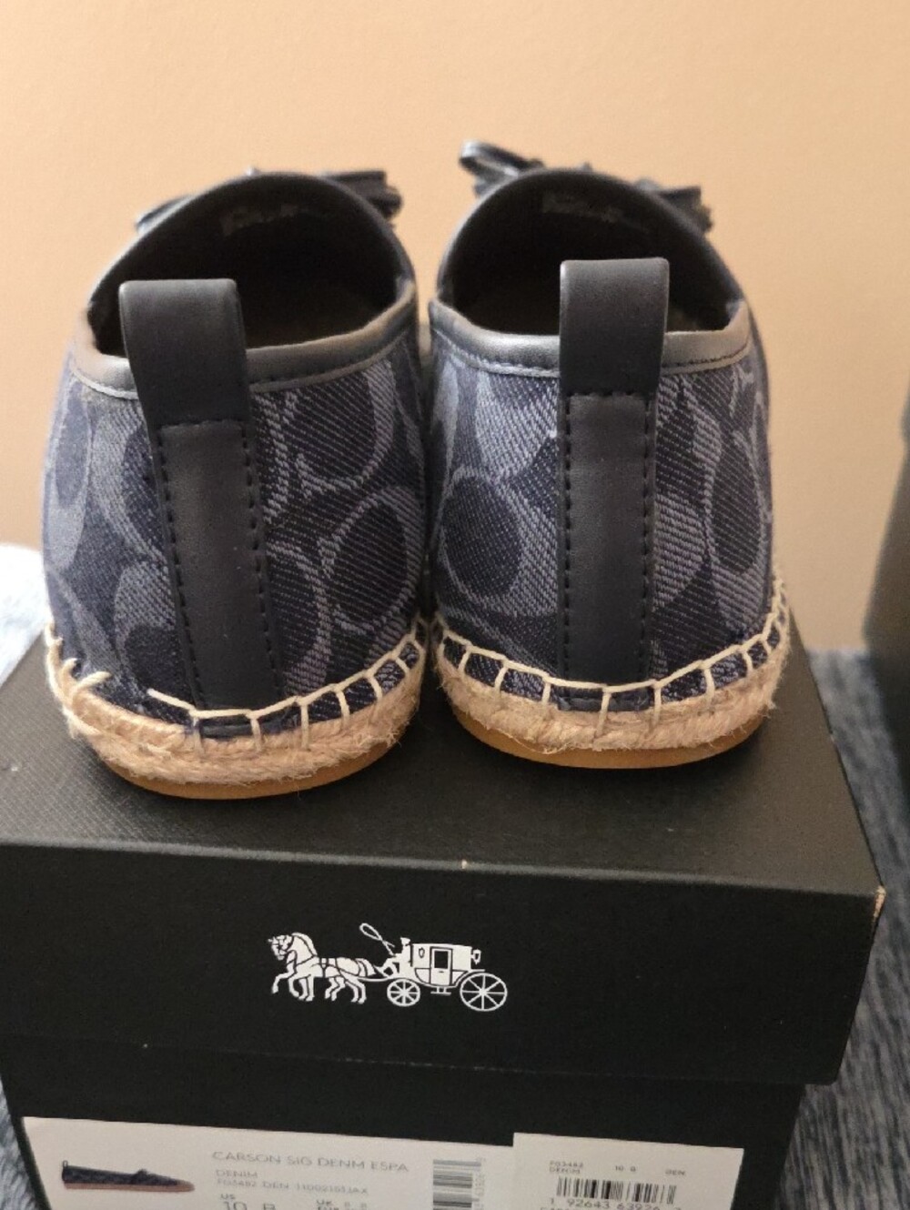 Coach Navy Signature Canvas Espadrilles with Gold Accents - Picture 3 of 5